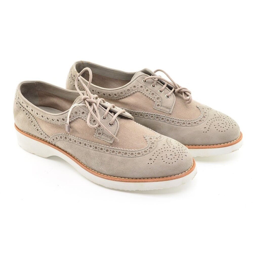 Men Santoni Gray Brogue Wingtip Oxford Sneakers 41 New